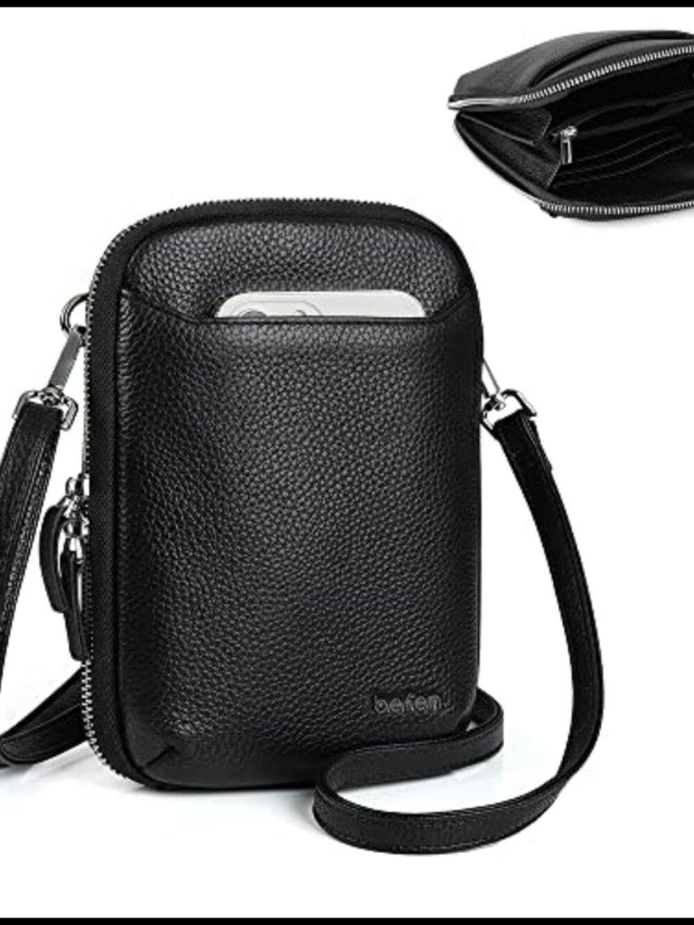 Genuine Leather Crossbody Cell Phone Purse RFID Blocking Wallet Bag
